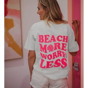 Katydid White Tee with Pink Print